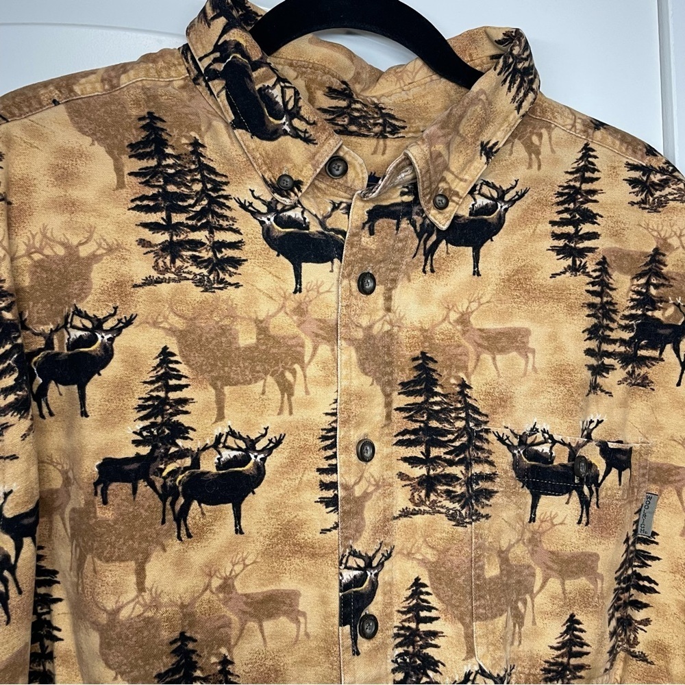 Woolrich Vintage 100% Cotton Dark Wheat Whitetail Deer Forest Outdoors Shirt - Picture 3 of 12